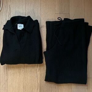 Aerie Black Knit Pants & Top Set